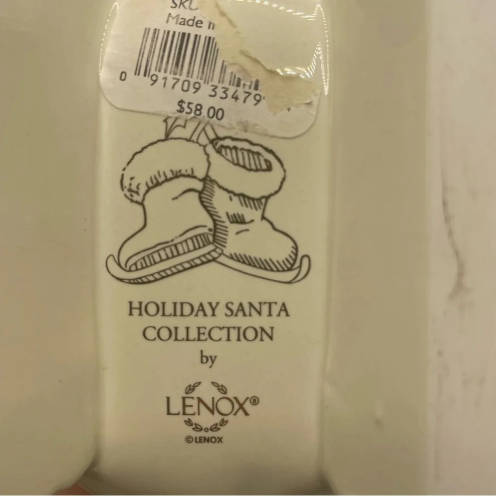 Lenox Holiday Santa Collection Creamer Sleigh Creamer Holly & Ribbons - Picture 6 of 8